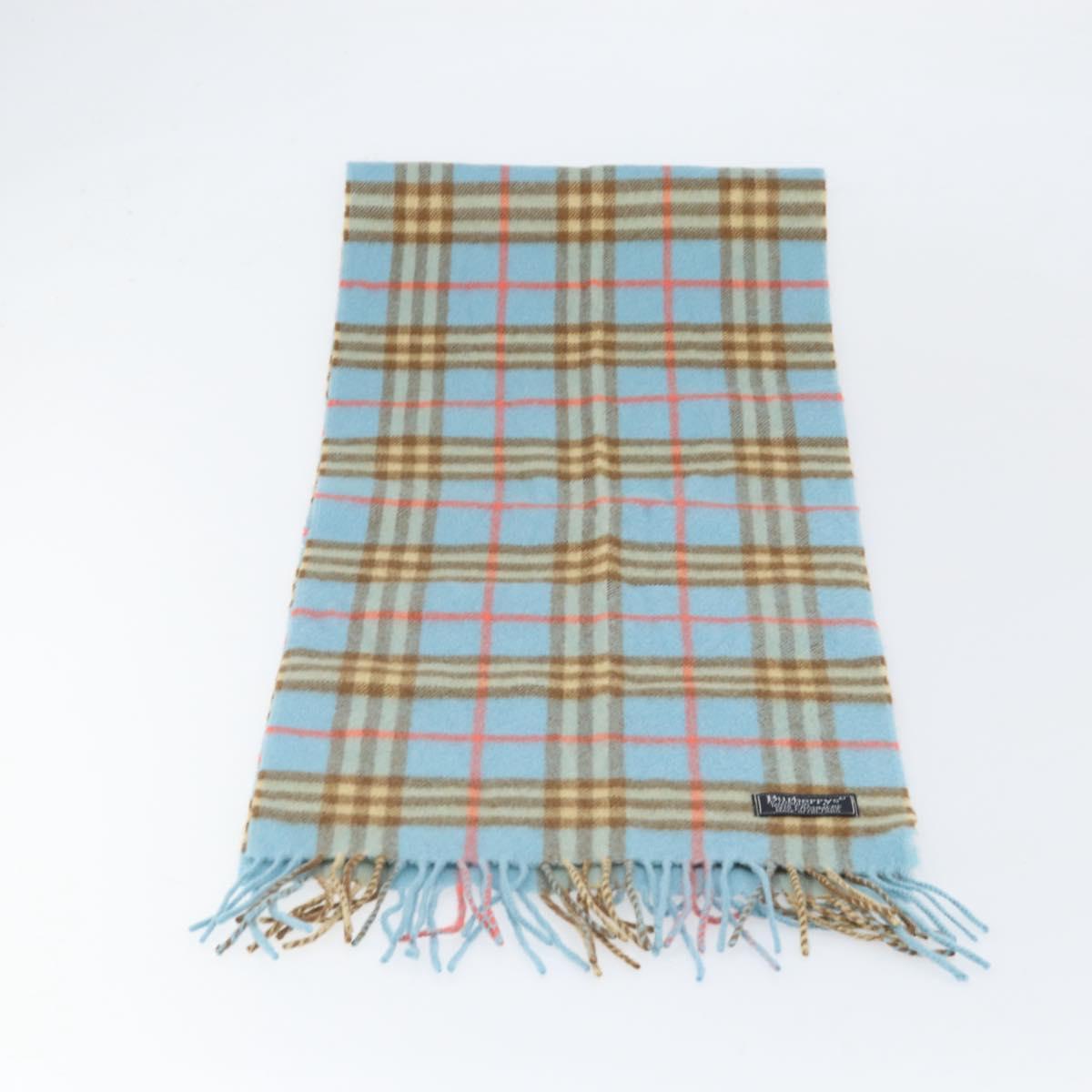 Burberrys Nova Check Scarf Cashmere Light Blue Auth am10659