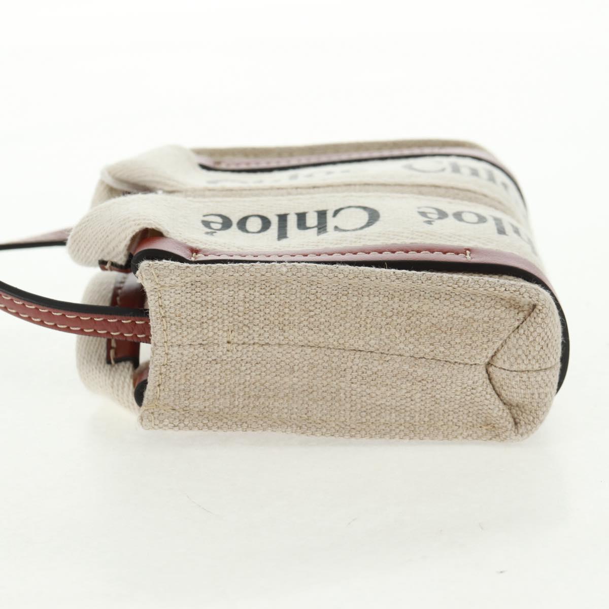 Chloe Woody Mini Hand Bag Canvas 2way Ivory Auth am10661SAV