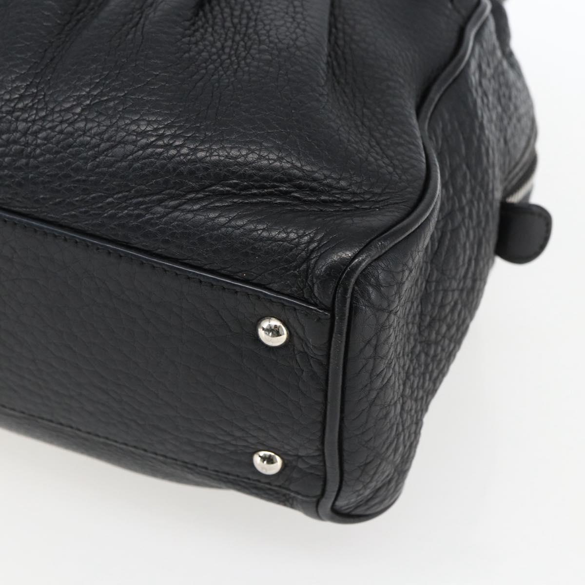 Salvatore Ferragamo Gancini Hand Bag Leather Black Silver Auth am10666