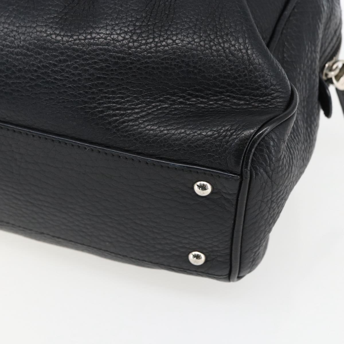 Salvatore Ferragamo Gancini Hand Bag Leather Black Silver Auth am10666