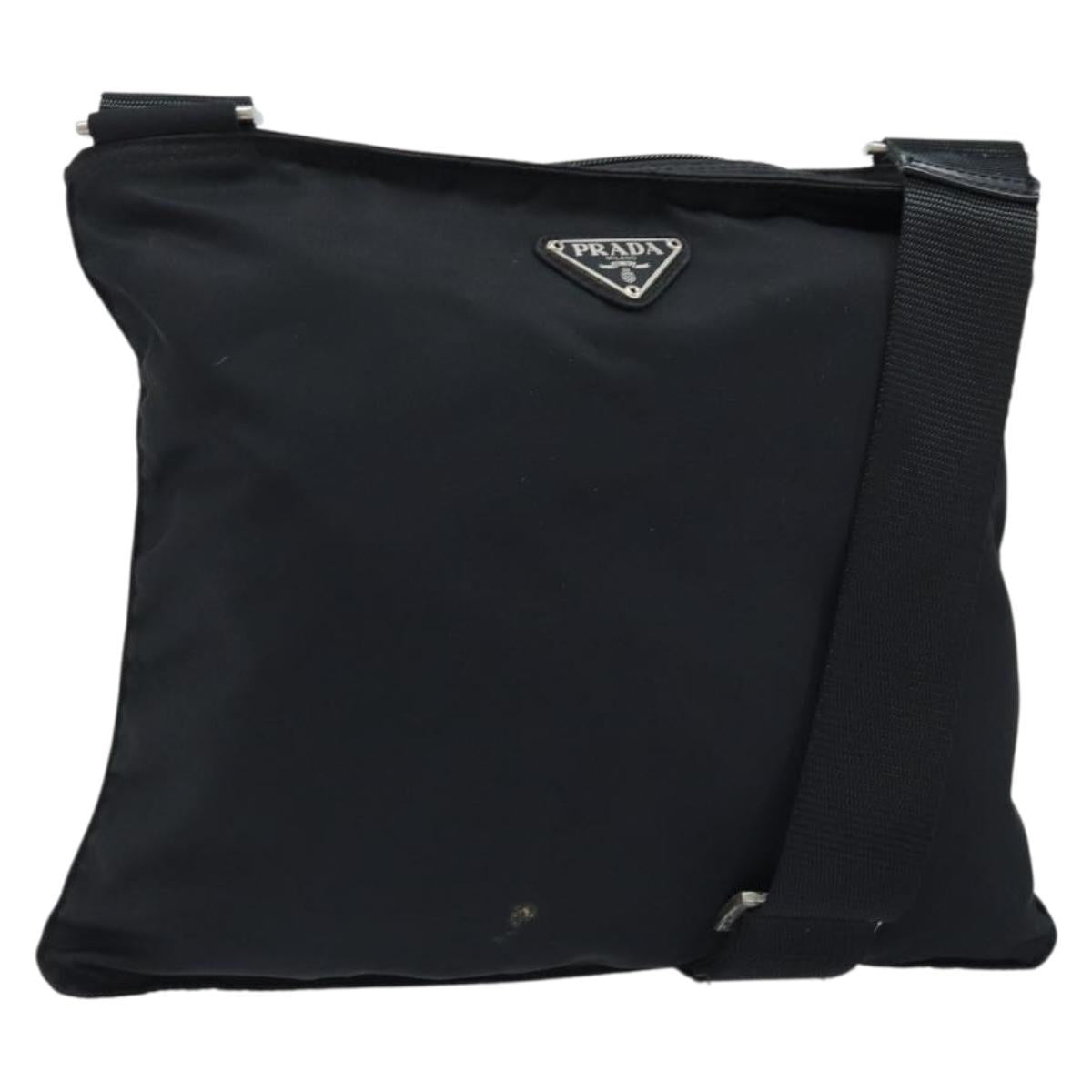 PRADA Shoulder Bag Nylon Black Silver Auth am10675