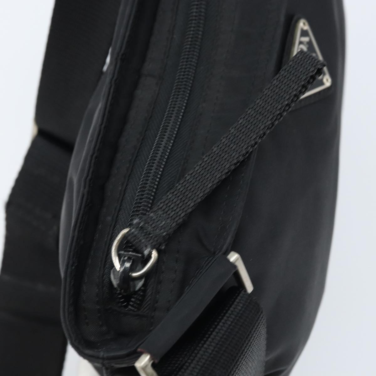 PRADA Shoulder Bag Nylon Black Silver Auth am10675