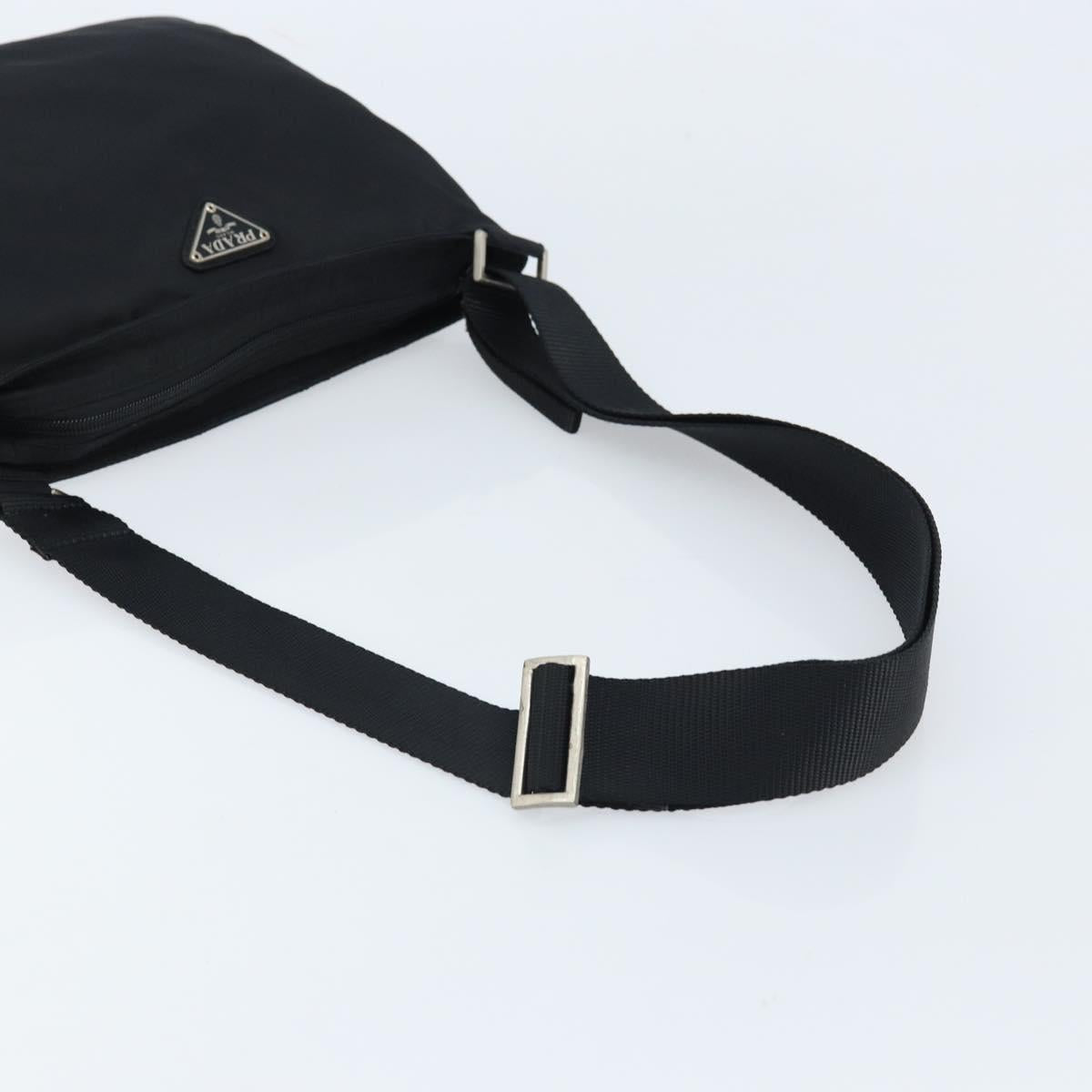PRADA Shoulder Bag Nylon Black Silver Auth am10675