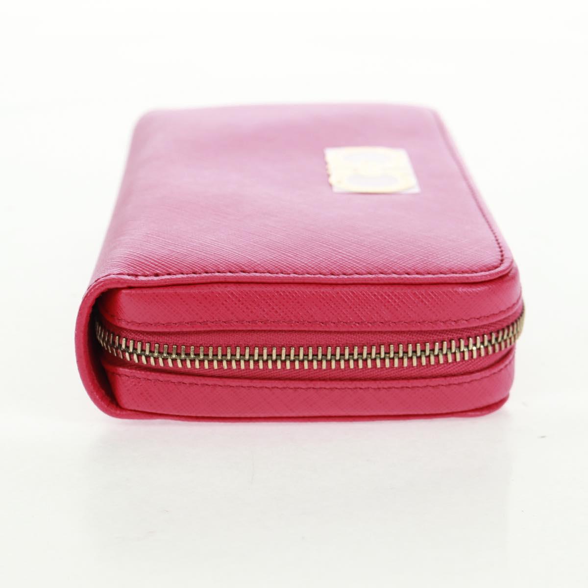 Salvatore Ferragamo Gancini Round Long Wallet Leather Pink Gold Auth am10679V