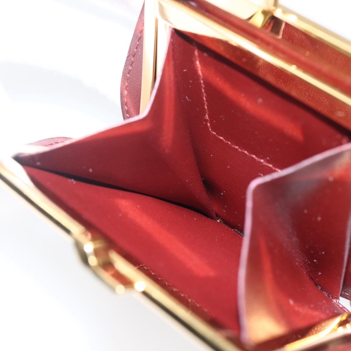 CARTIER Must Line Gamaguchi Coin Purse Leather Bordeaux Gold Auth am10681V