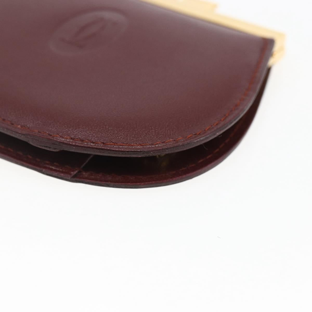 CARTIER Must Line Gamaguchi Coin Purse Leather Bordeaux Gold Auth am10681V