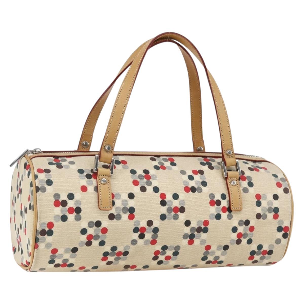 BURBERRY Blue Label Hand Bag Canvas Beige Silver Auth am10683