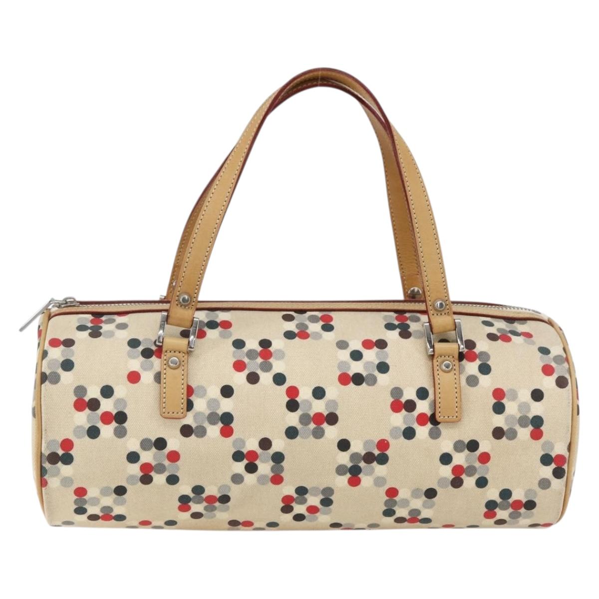 BURBERRY Blue Label Hand Bag Canvas Beige Silver Auth am10683
