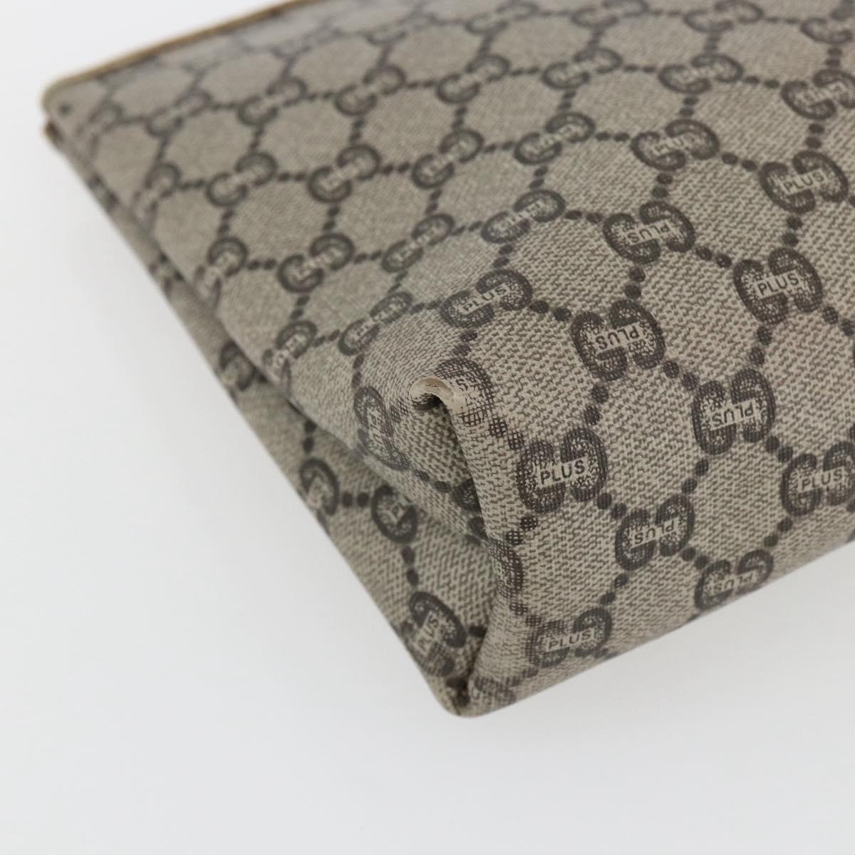 GUCCI GG Plus Supreme Clutch Bag PVC Beige Gold Auth am10687