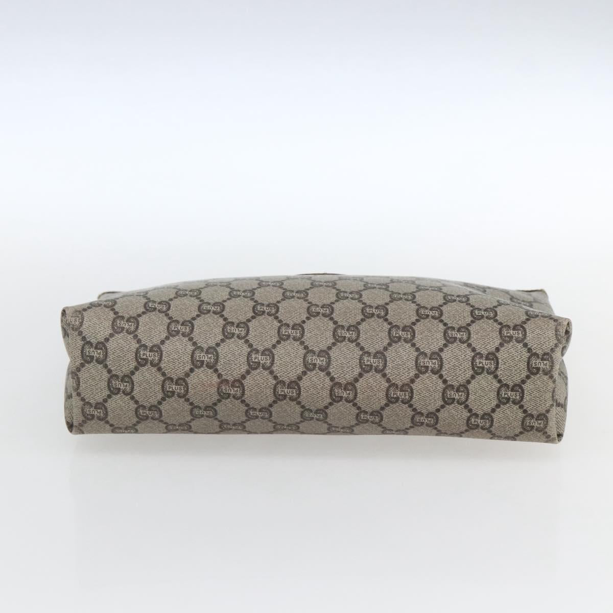 GUCCI GG Plus Supreme Clutch Bag PVC Beige Gold Auth am10687