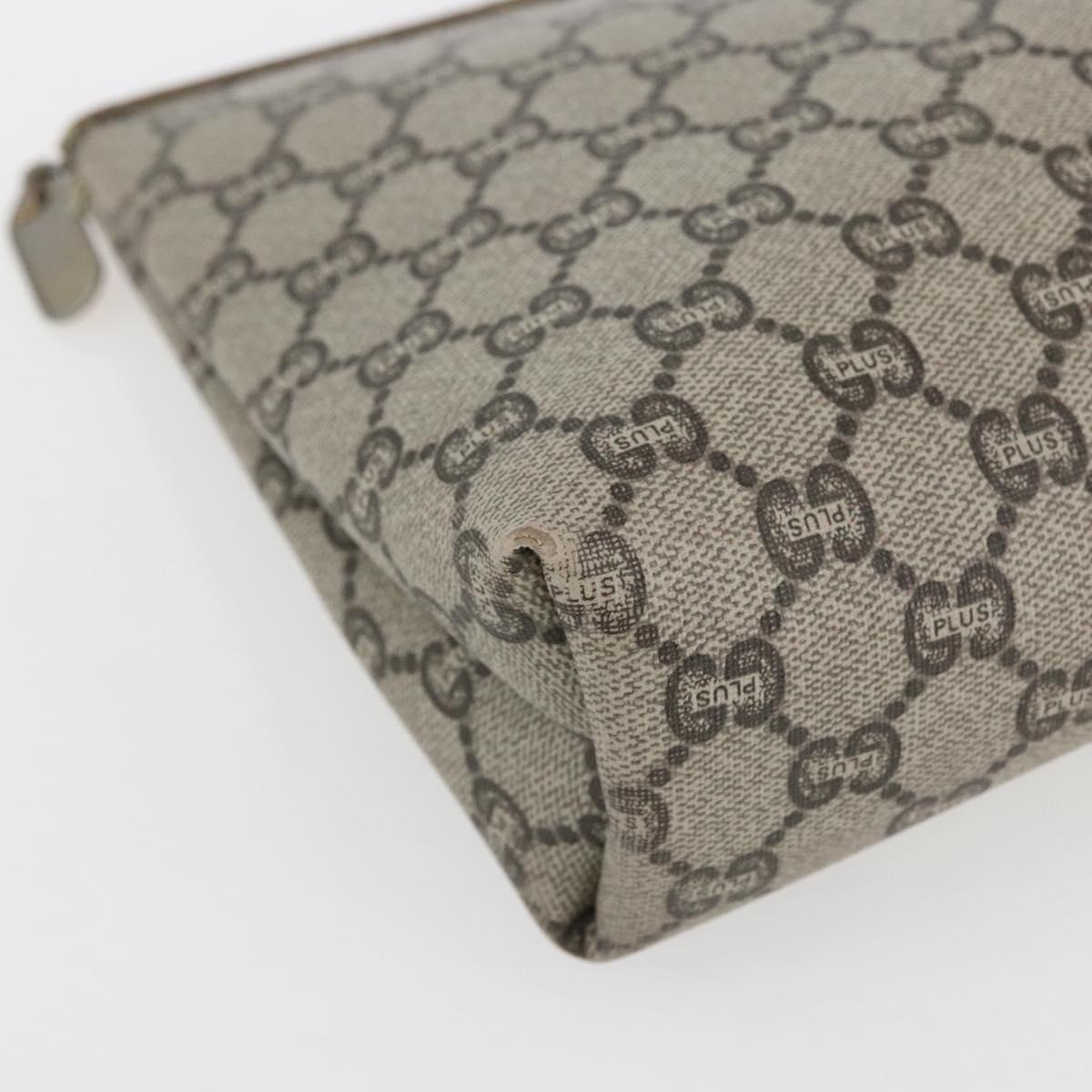GUCCI GG Plus Supreme Clutch Bag PVC Beige Gold Auth am10687