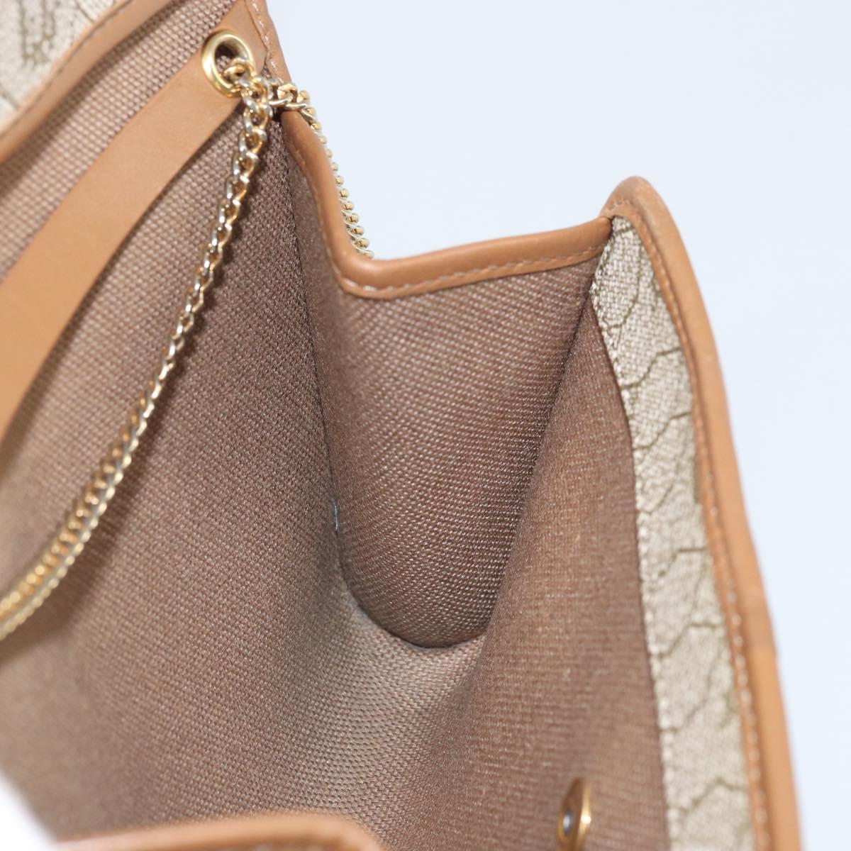 Christian Dior Honeycomb Canvas Chain Shoulder Bag PVC Beige Gold Auth am10688