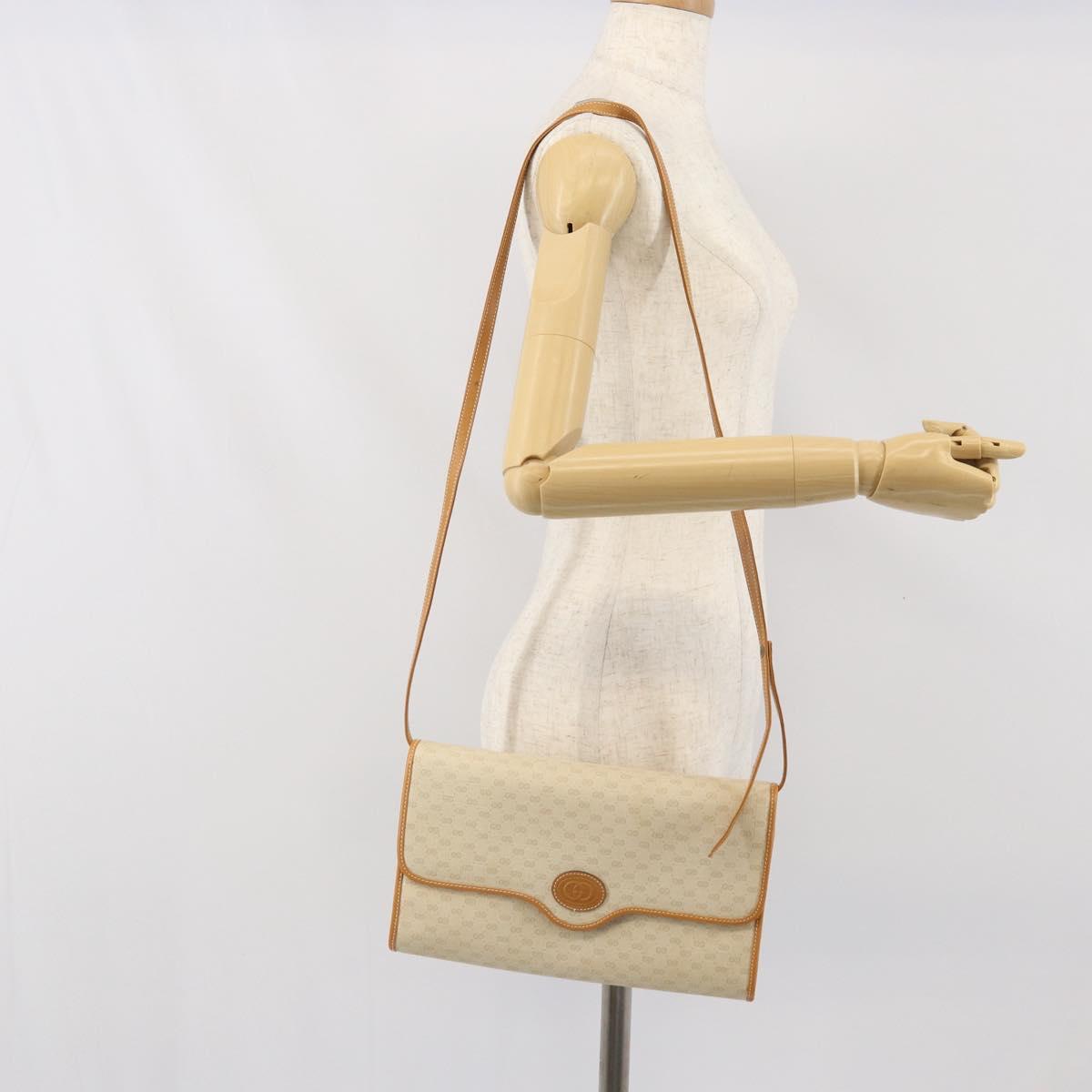 GUCCI Micro GG Supreme Shoulder Bag PVC Ivory Gold Auth am10690