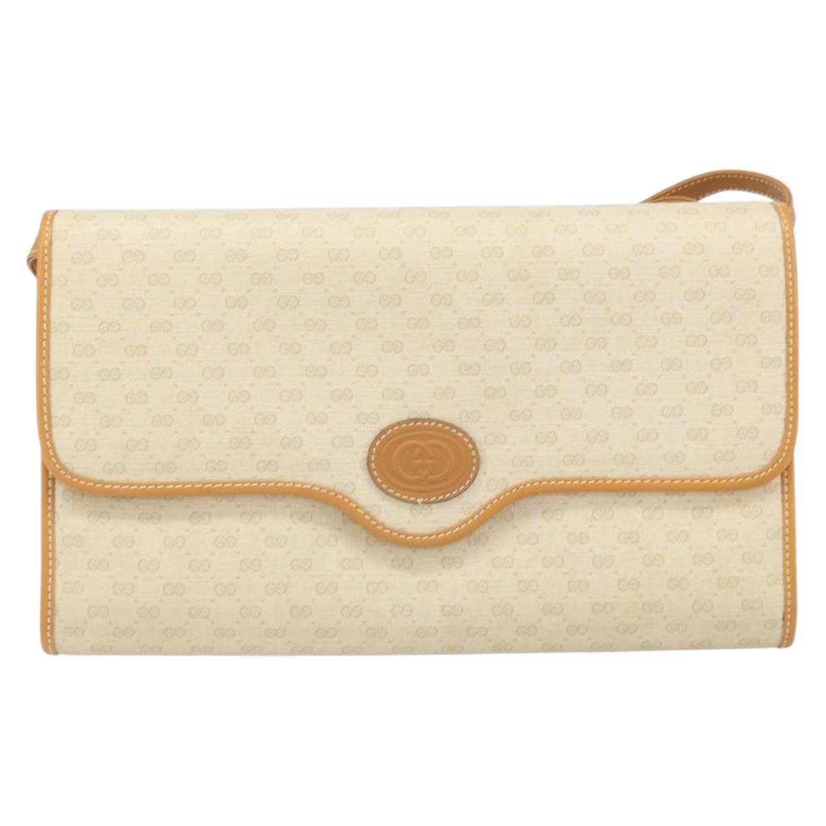 GUCCI Micro GG Supreme Shoulder Bag PVC Ivory Gold Auth am10690