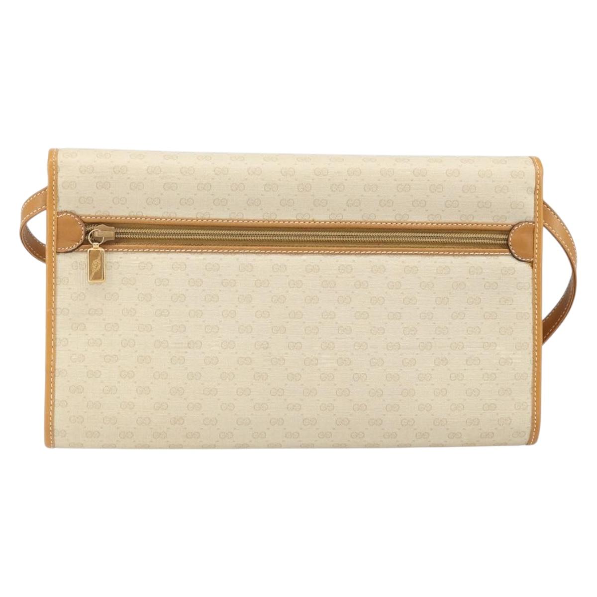 GUCCI Micro GG Supreme Shoulder Bag PVC Ivory Gold Auth am10690