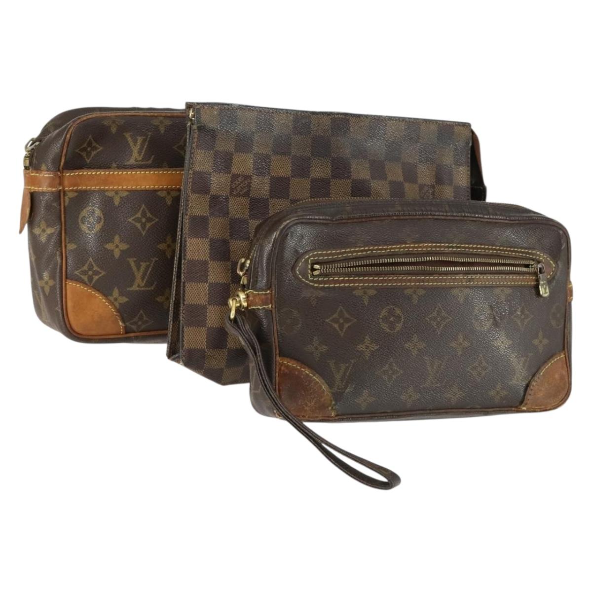 LOUIS VUITTON Monogram Clutch Bag 3 Set LV Auth am10691