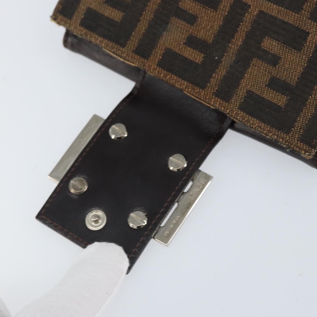 FENDI Zucca Canvas Trifold Wallet Black Brown Auth am10699