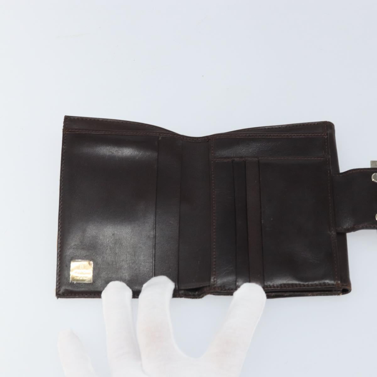 FENDI Zucca Canvas Trifold Wallet Black Brown Auth am10699