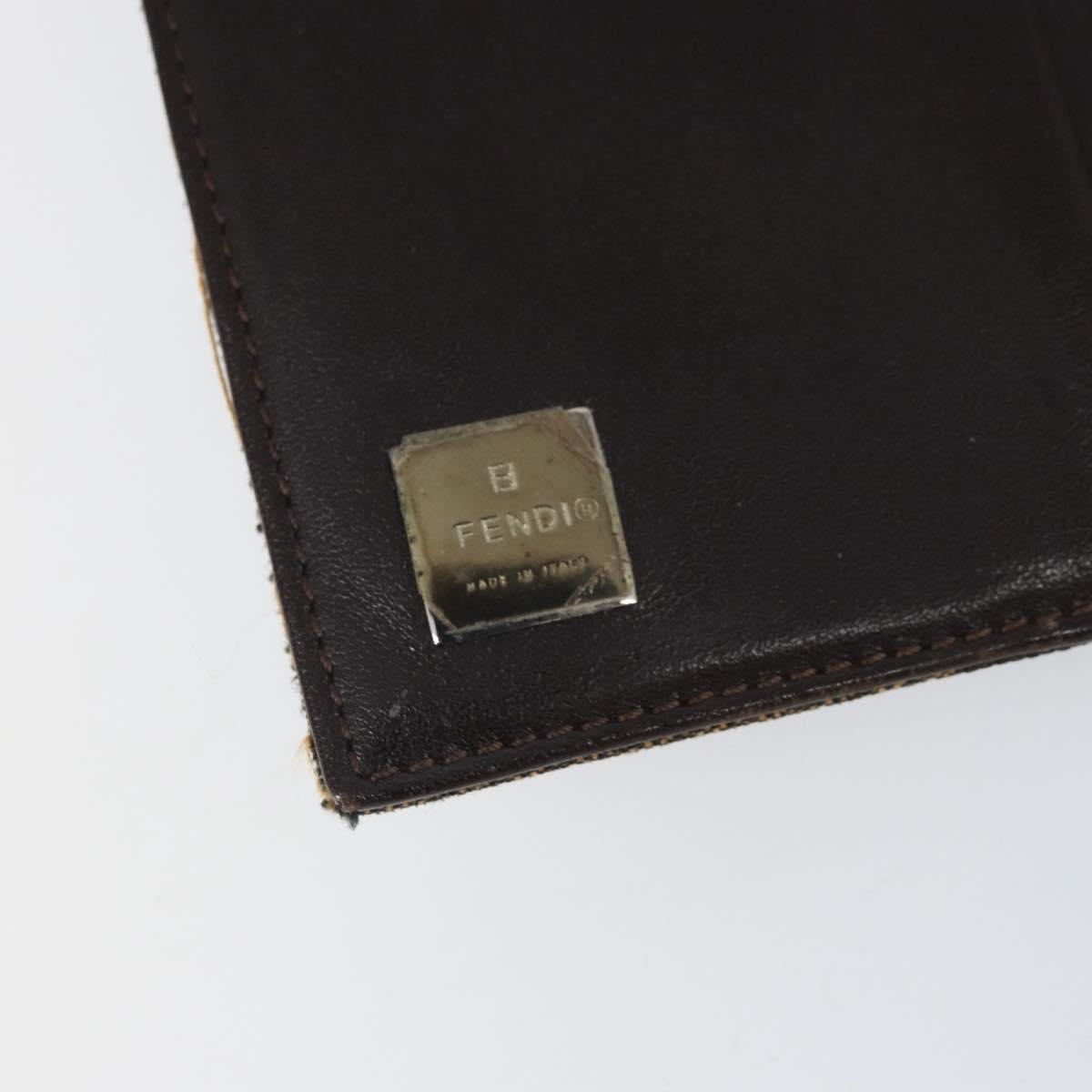 FENDI Zucca Canvas Trifold Wallet Black Brown Auth am10699