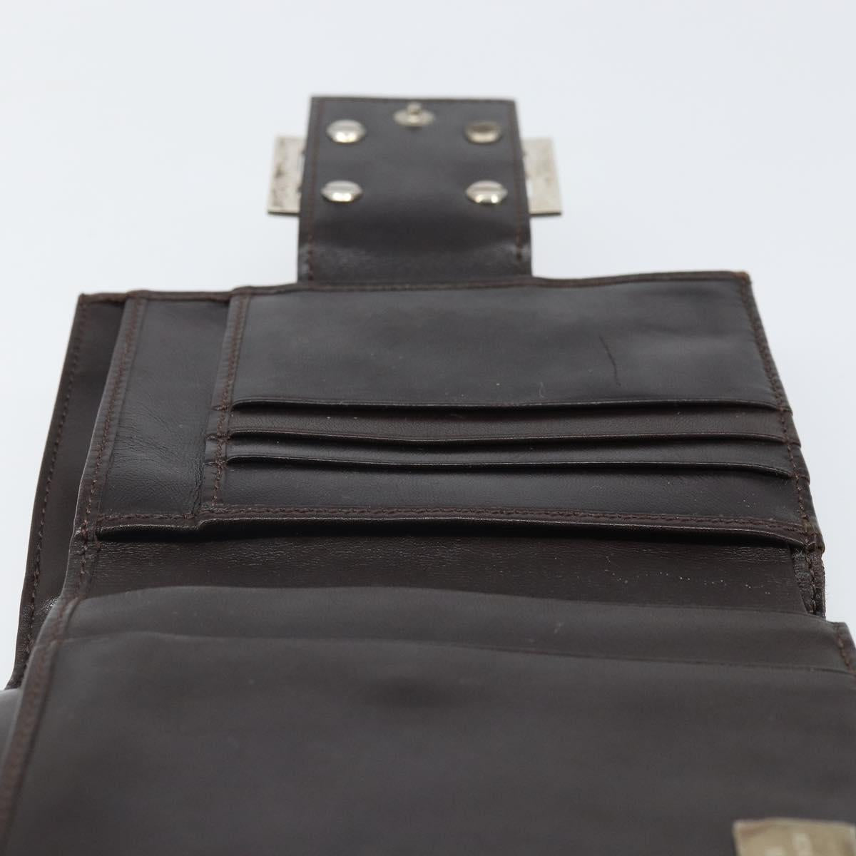 FENDI Zucca Canvas Trifold Wallet Black Brown Auth am10699