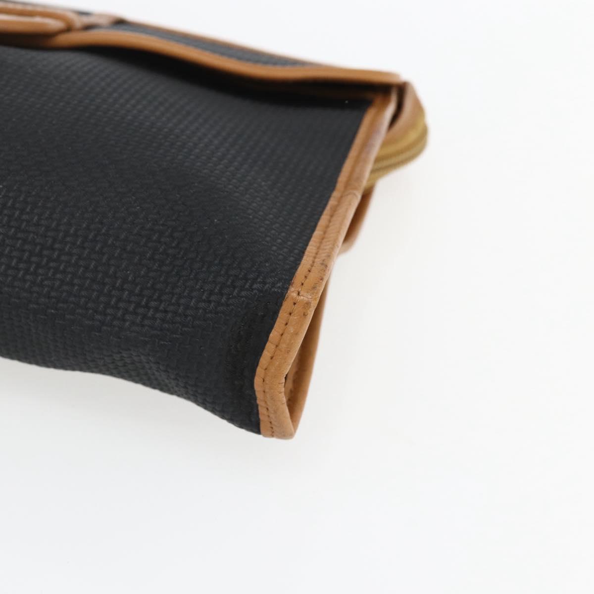 SAINT LAURENT Clutch Bag Leather Black Gold Auth am10700