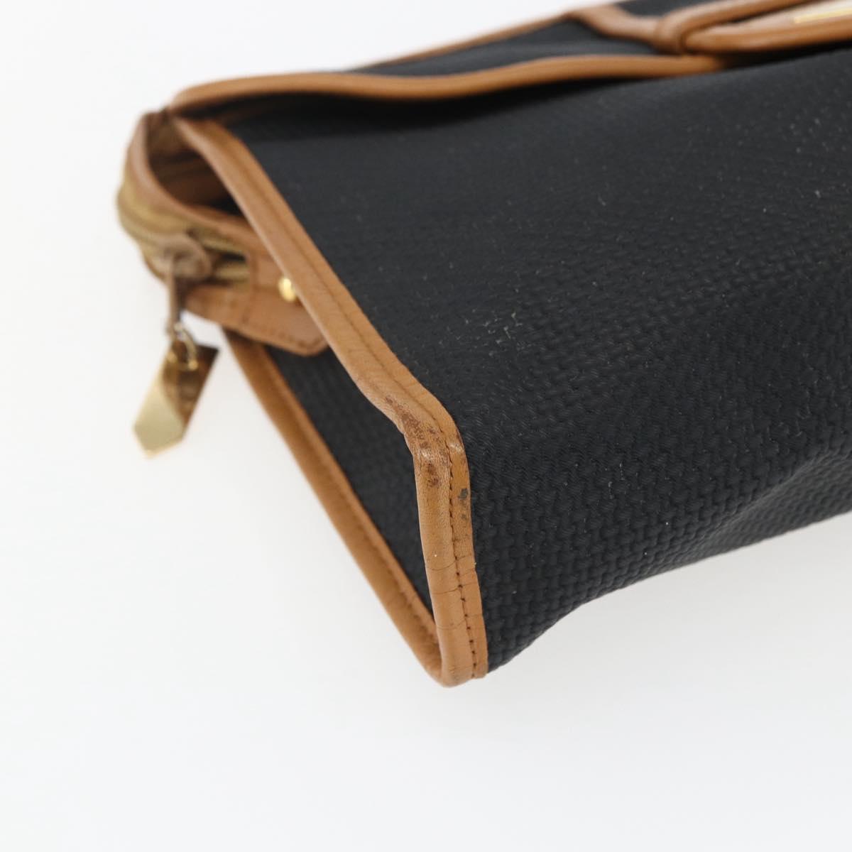 SAINT LAURENT Clutch Bag Leather Black Gold Auth am10700