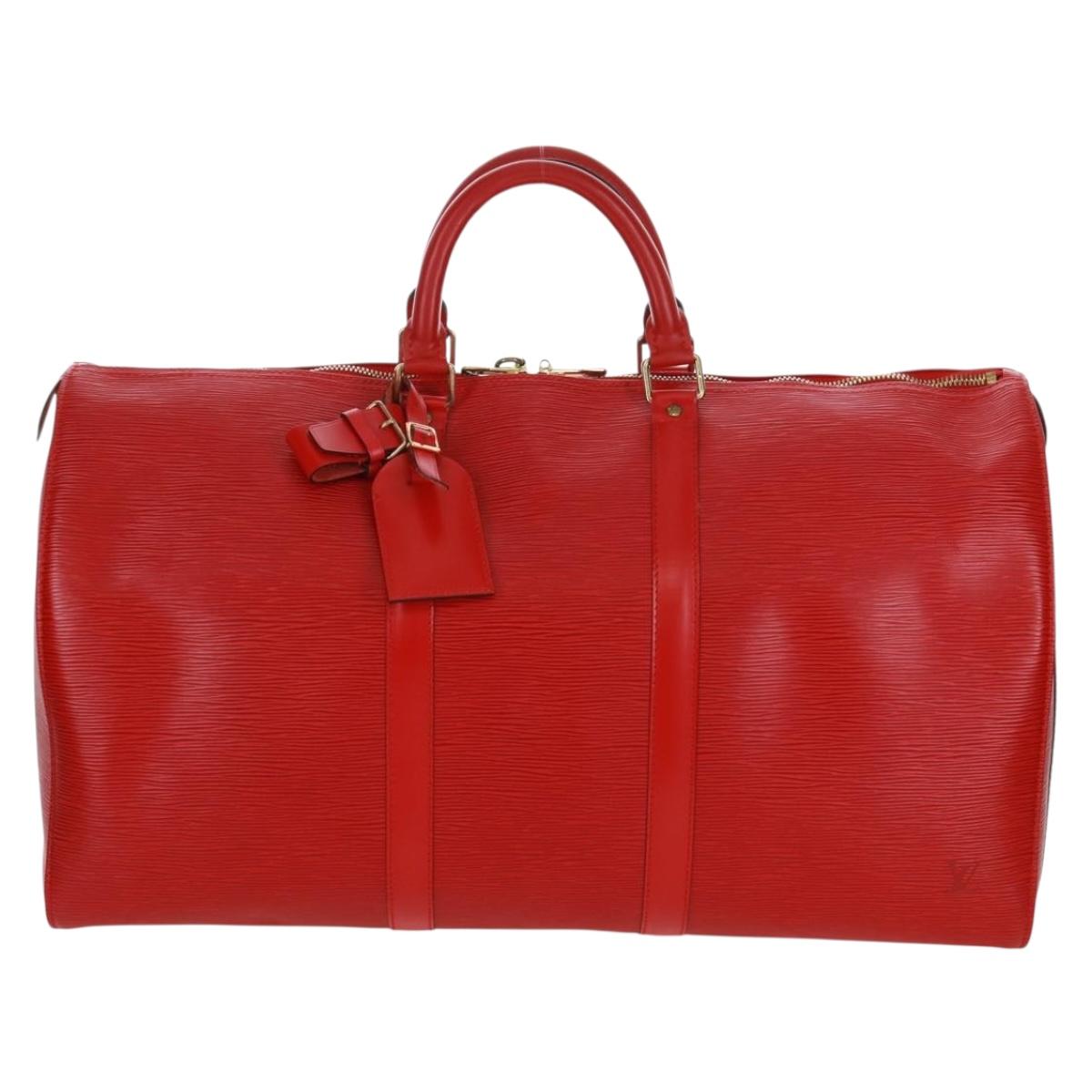 LOUIS VUITTON Epi Keepall 50 Boston Bag Red M42967 LV Auth am10702V