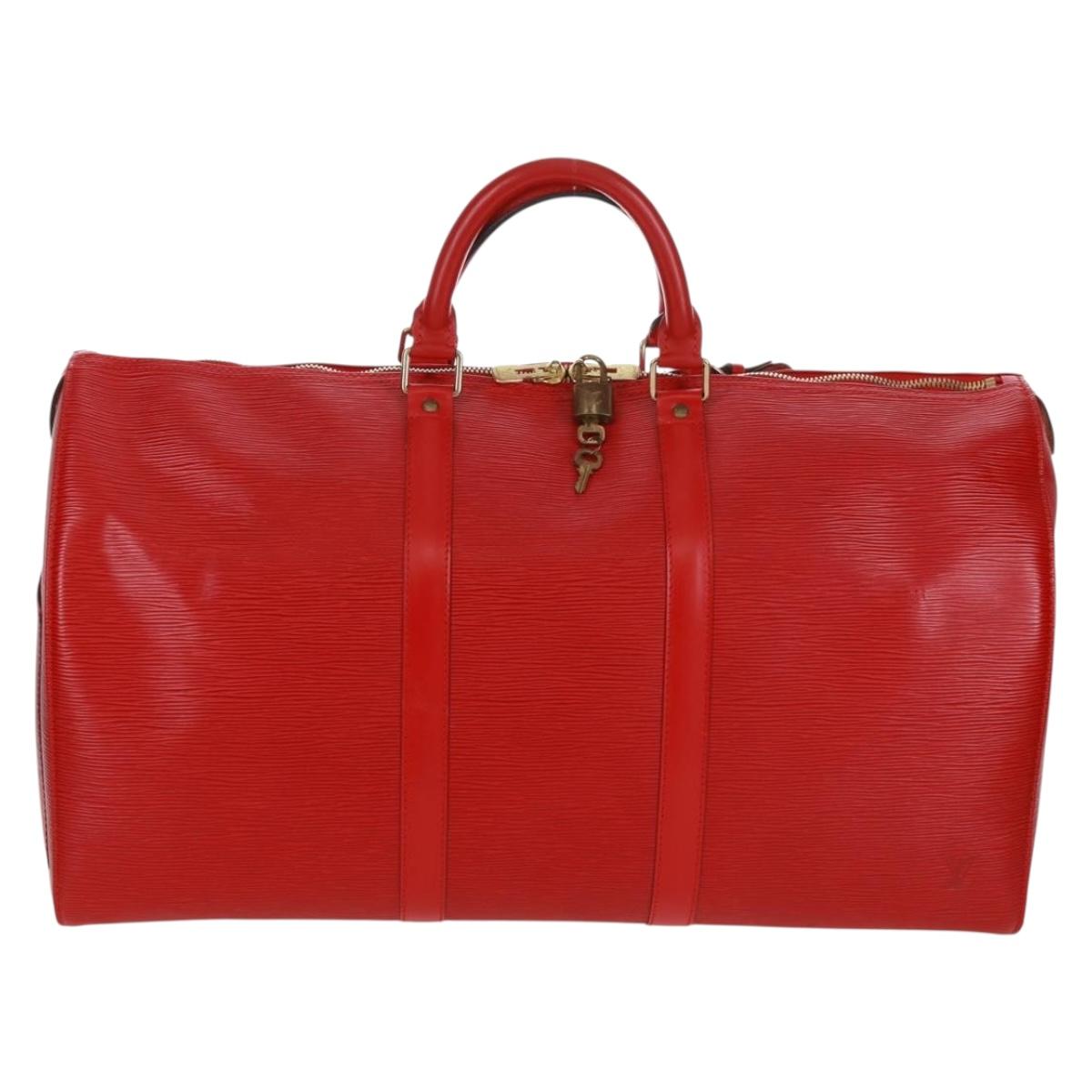 LOUIS VUITTON Epi Keepall 50 Boston Bag Red M42967 LV Auth am10702V