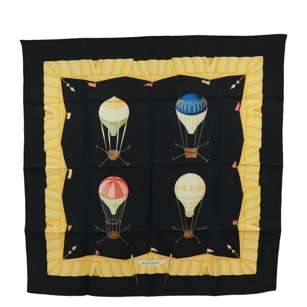 BVLGARI Scarf Silk Black Auth am10707V
