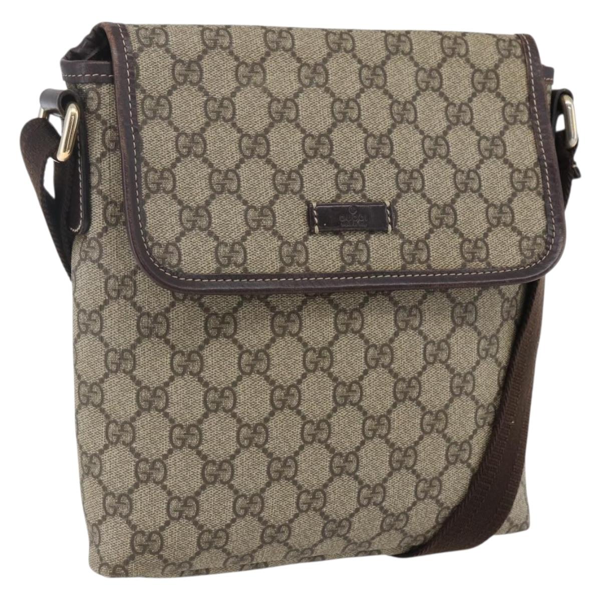 GUCCI GG Supreme Shoulder Bag PVC Beige Gold 223666 Auth am10708