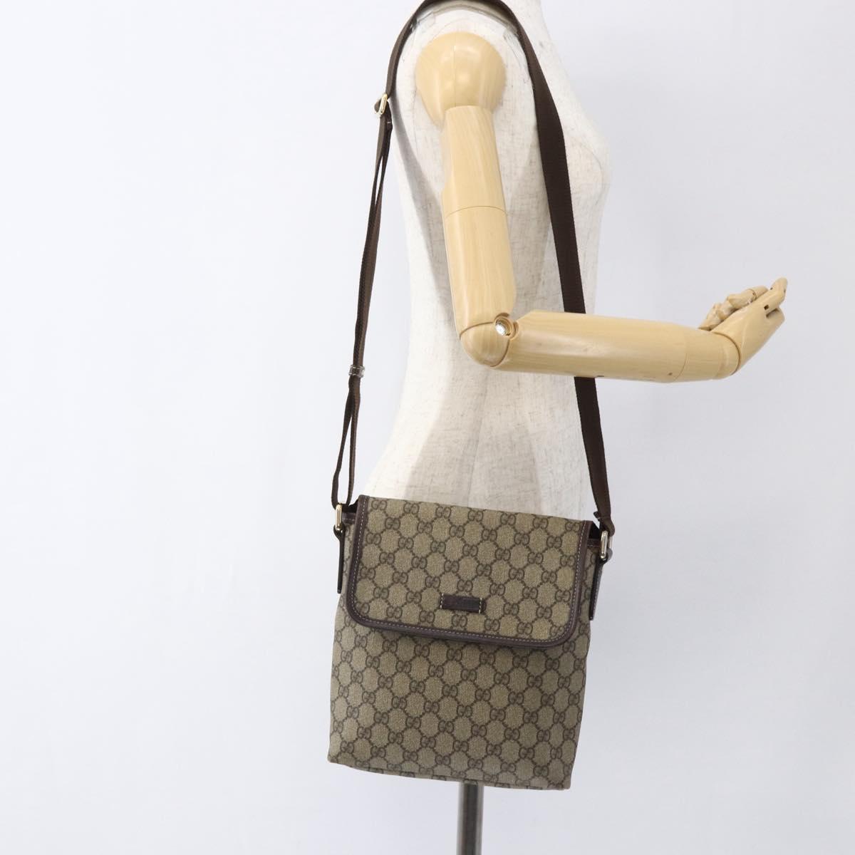 GUCCI GG Supreme Shoulder Bag PVC Beige Gold 223666 Auth am10708