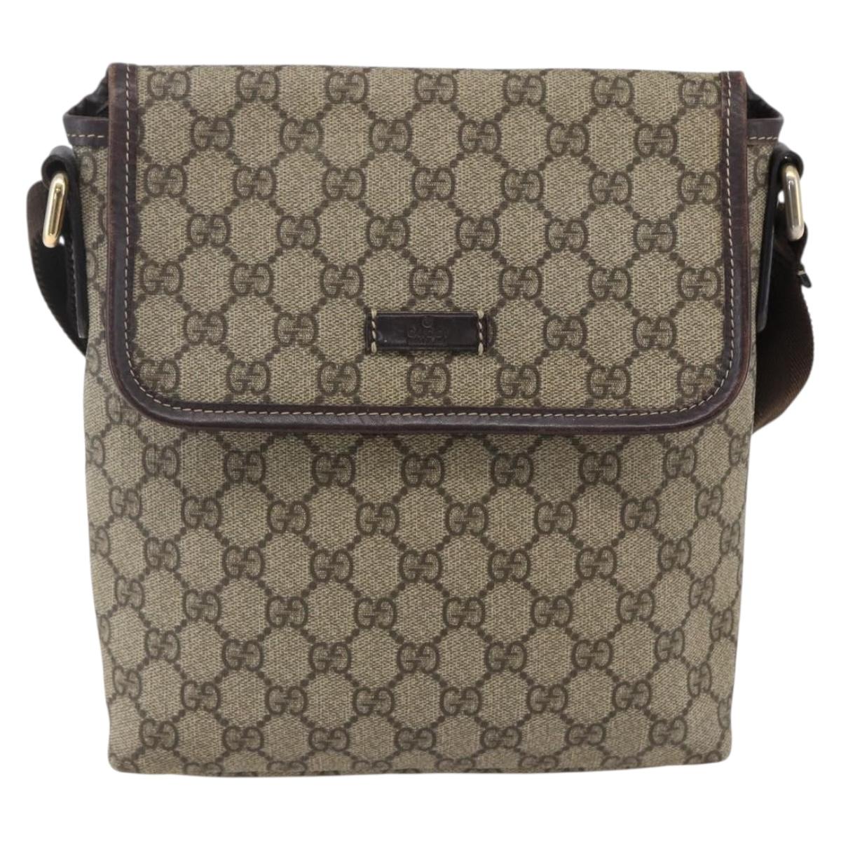 GUCCI GG Supreme Shoulder Bag PVC Beige Gold 223666 Auth am10708