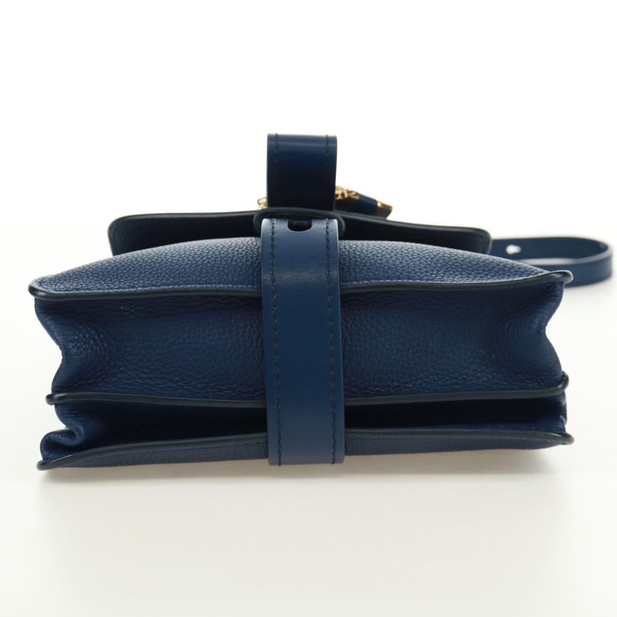 Chloe Abbey Smallday Hand Bag Leather 2way Blue Gold Silver Auth am10710V