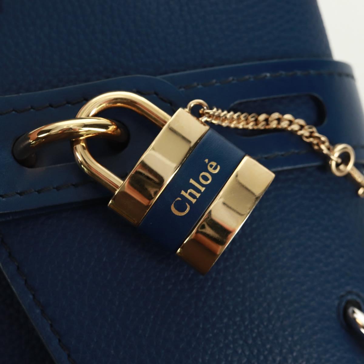 Chloe Abbey Smallday Hand Bag Leather 2way Blue Gold Silver Auth am10710V