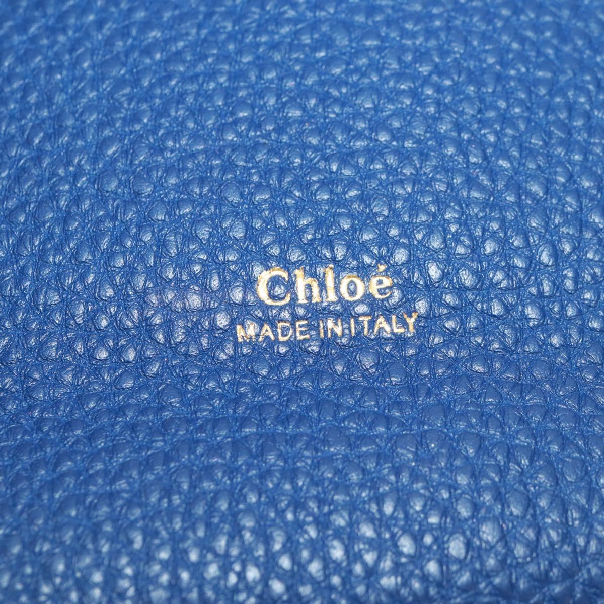 Chloe Abbey Smallday Hand Bag Leather 2way Blue Gold Silver Auth am10710V