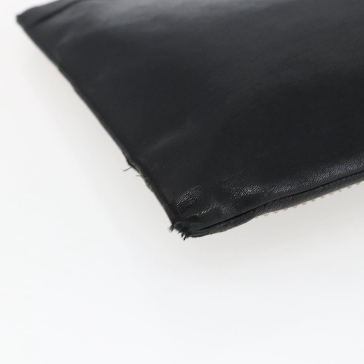 SAINT LAURENT Studs Clutch Bag Leather Black Silver Auth am10722