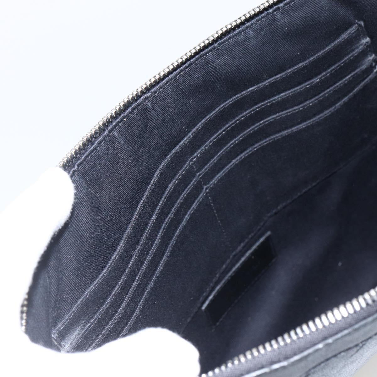 SAINT LAURENT Studs Clutch Bag Leather Black Silver Auth am10722