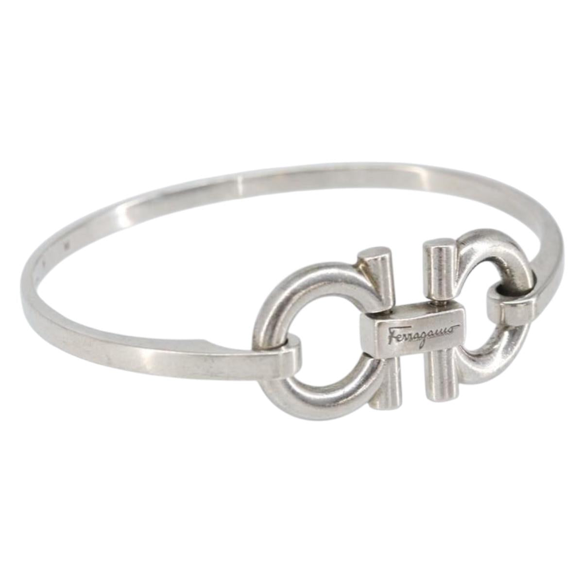 Salvatore Ferragamo Gancini Bracelet Ag925 M Silver Auth am10724V