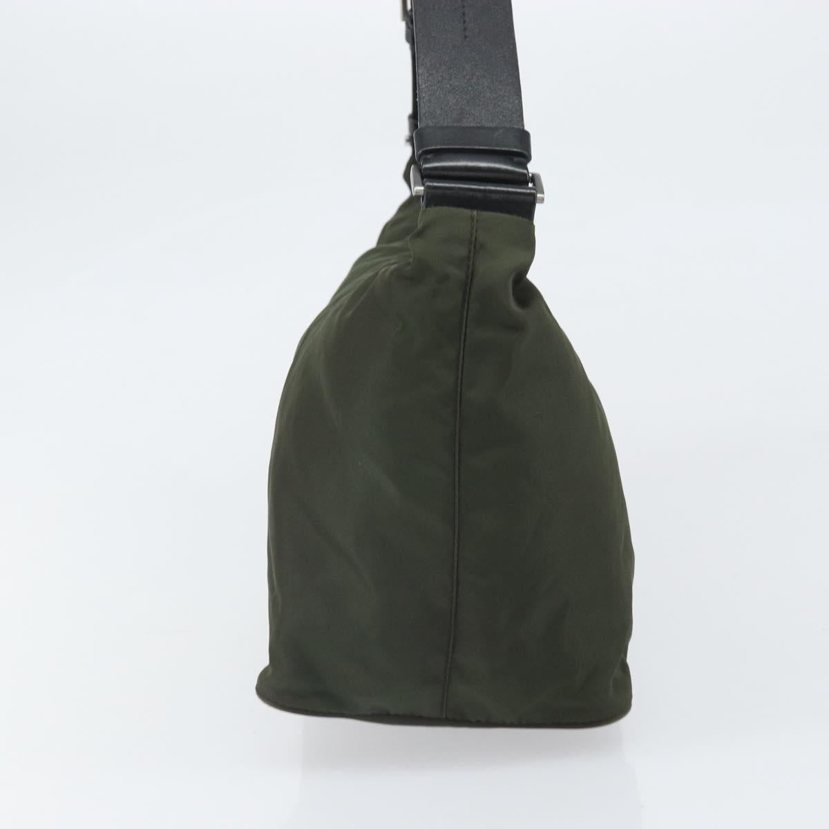 PRADA Shoulder Bag Nylon Khaki Silver Auth am10730