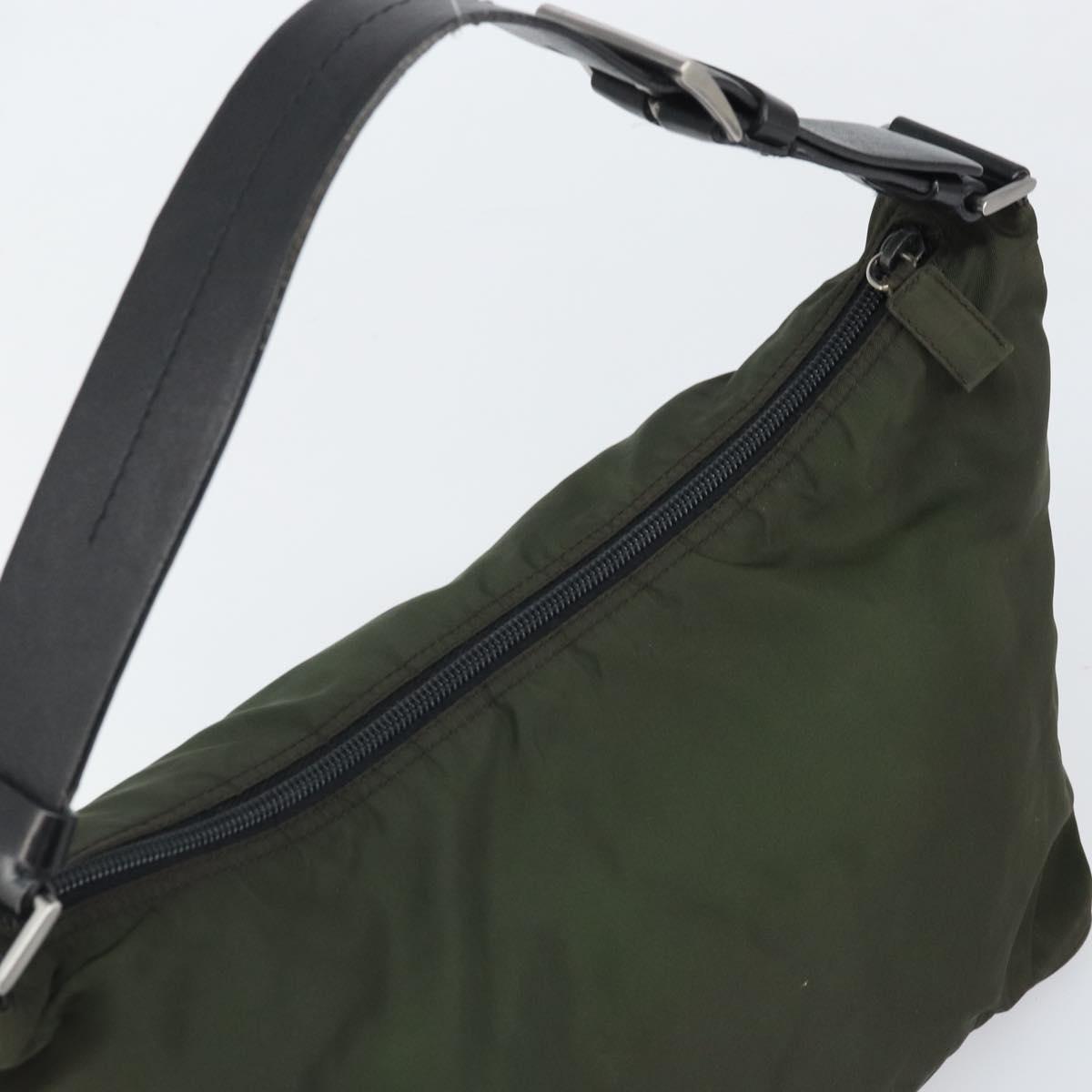 PRADA Shoulder Bag Nylon Khaki Silver Auth am10730
