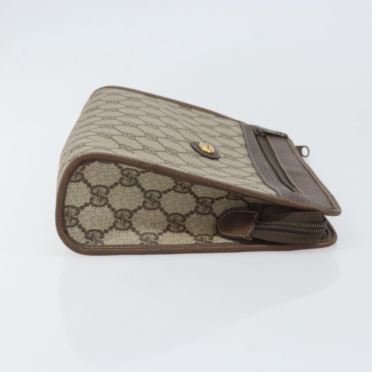 GUCCI GG Supreme Clutch Bag PVC Beige Gold 97 01 037 Auth am10731