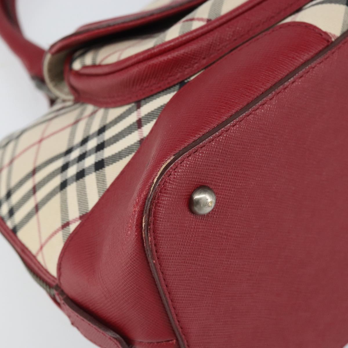 BURBERRY Nova Check Hand Bag Canvas Beige Silver Auth am10733A