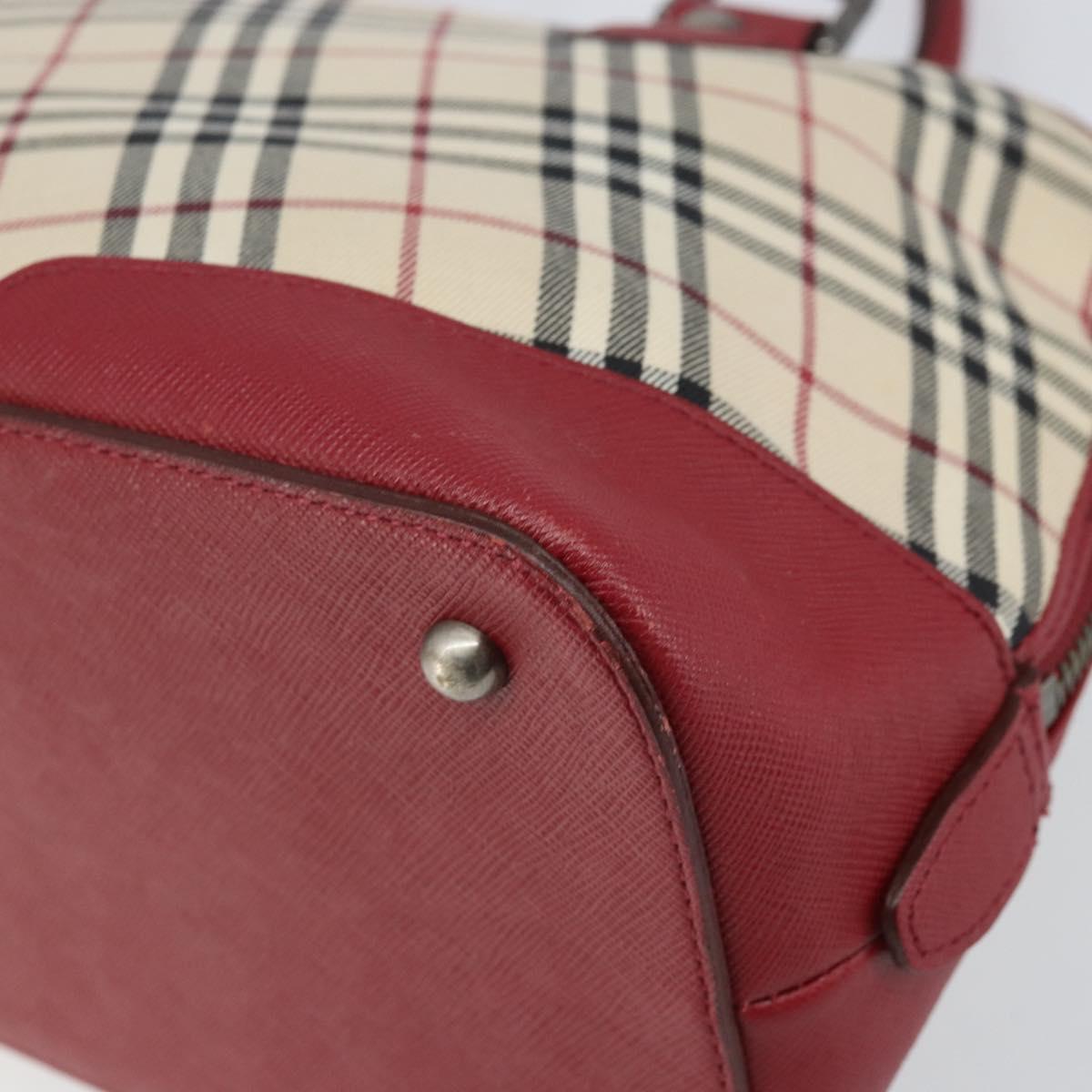 BURBERRY Nova Check Hand Bag Canvas Beige Silver Auth am10733A