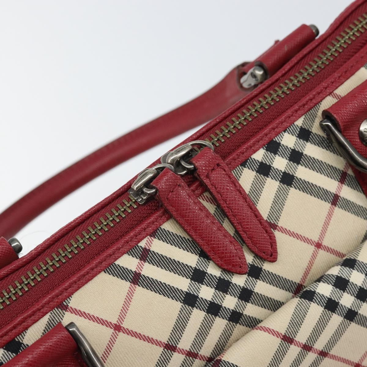 BURBERRY Nova Check Hand Bag Canvas Beige Silver Auth am10733A
