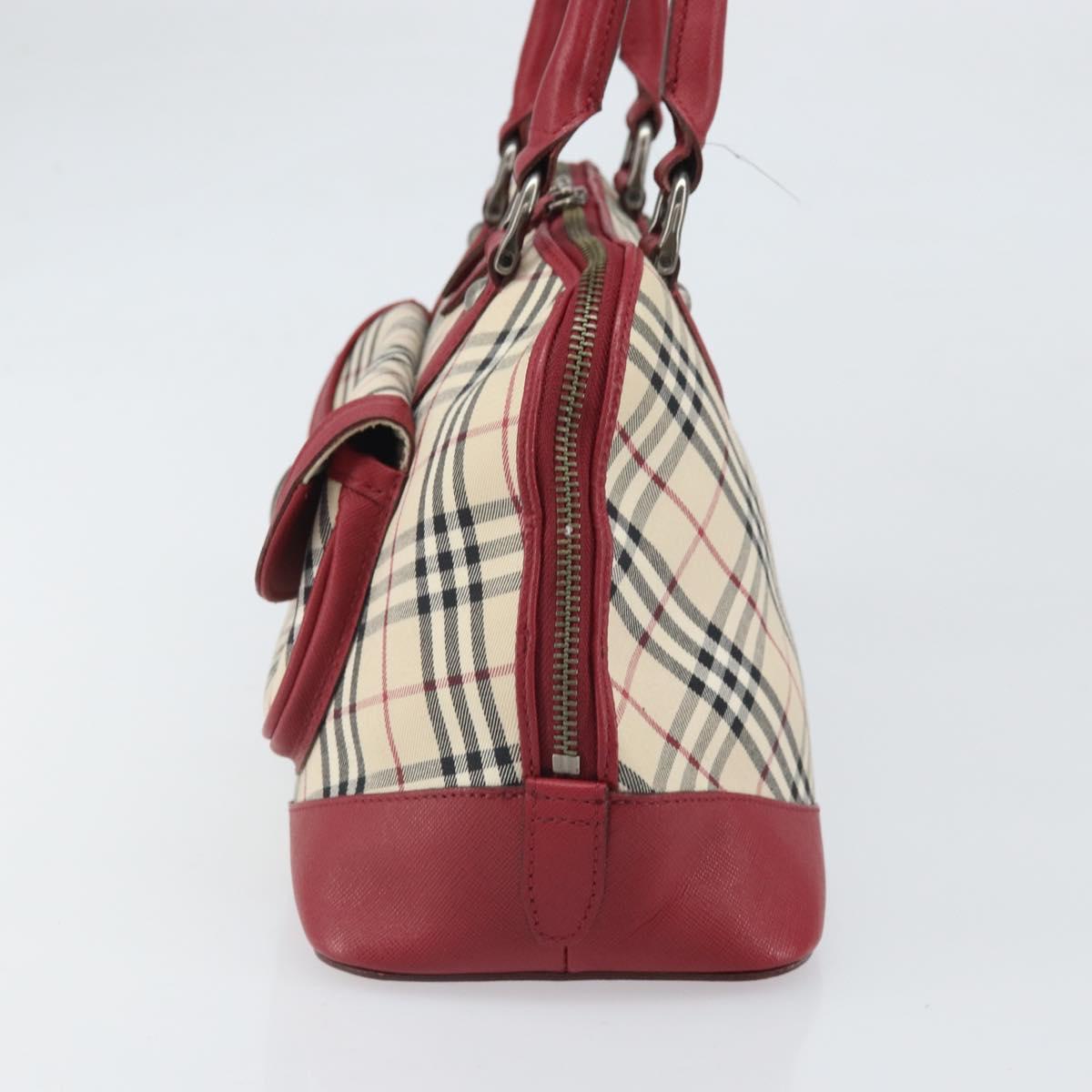 BURBERRY Nova Check Hand Bag Canvas Beige Silver Auth am10733A