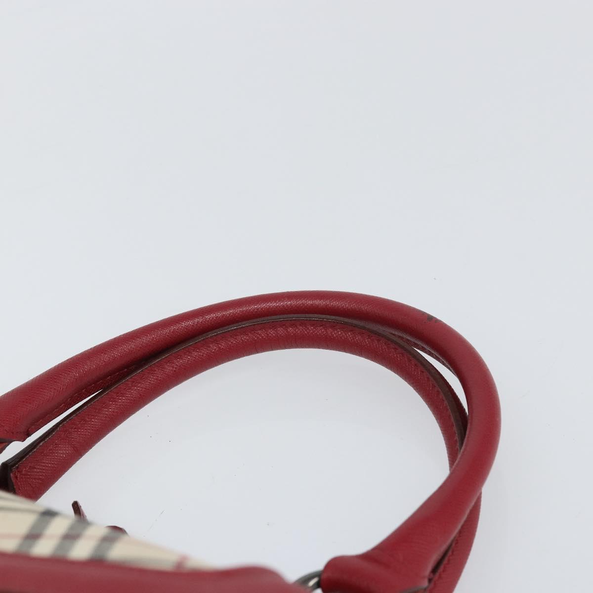 BURBERRY Nova Check Hand Bag Canvas Beige Silver Auth am10733A