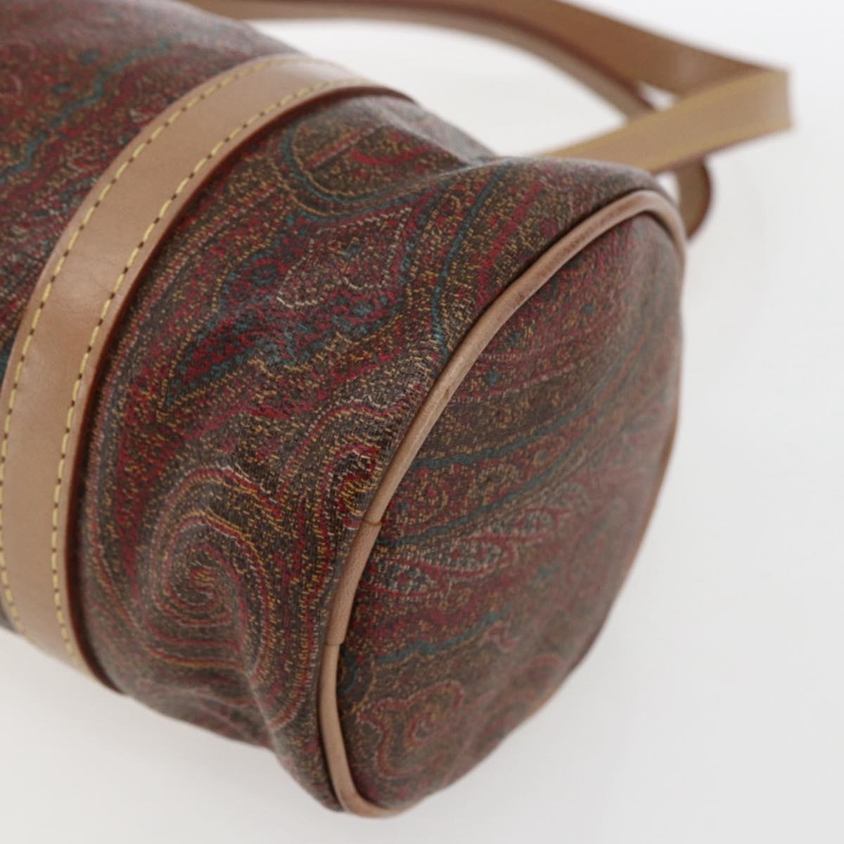 ETRO Paisley Hand Bag PVC Bordeaux Gold Auth am10734