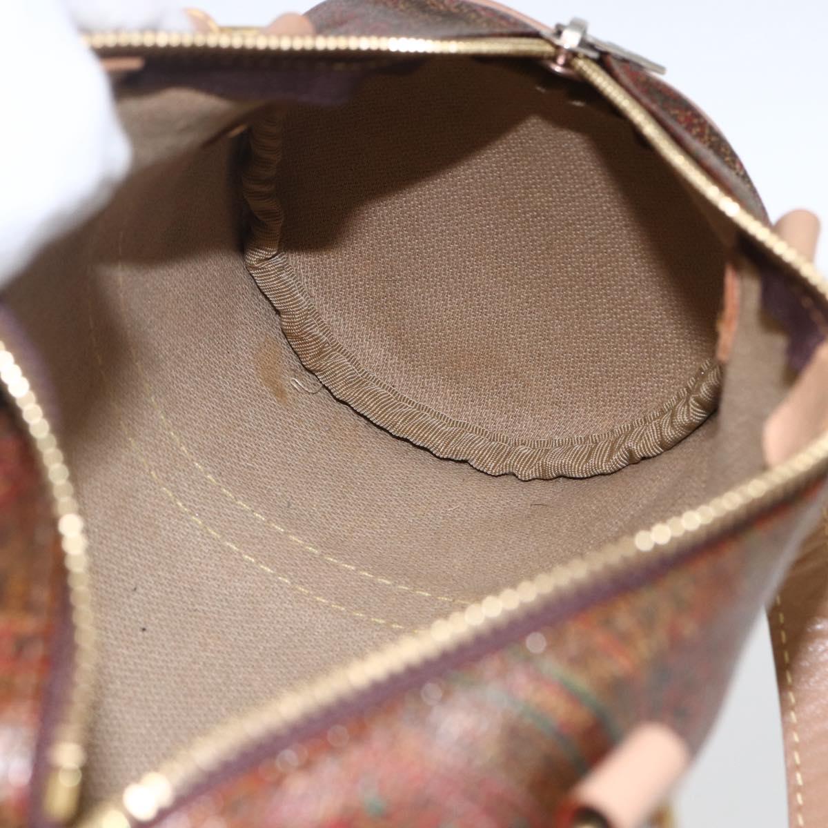 ETRO Paisley Hand Bag PVC Bordeaux Gold Auth am10734