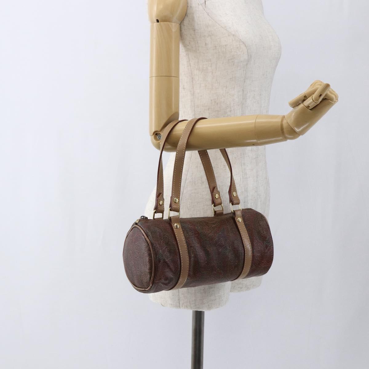 ETRO Paisley Hand Bag PVC Bordeaux Gold Auth am10734