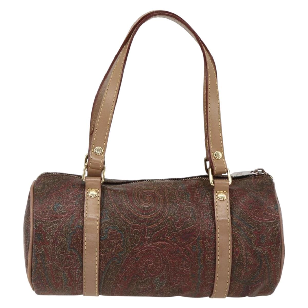 ETRO Paisley Hand Bag PVC Bordeaux Gold Auth am10734